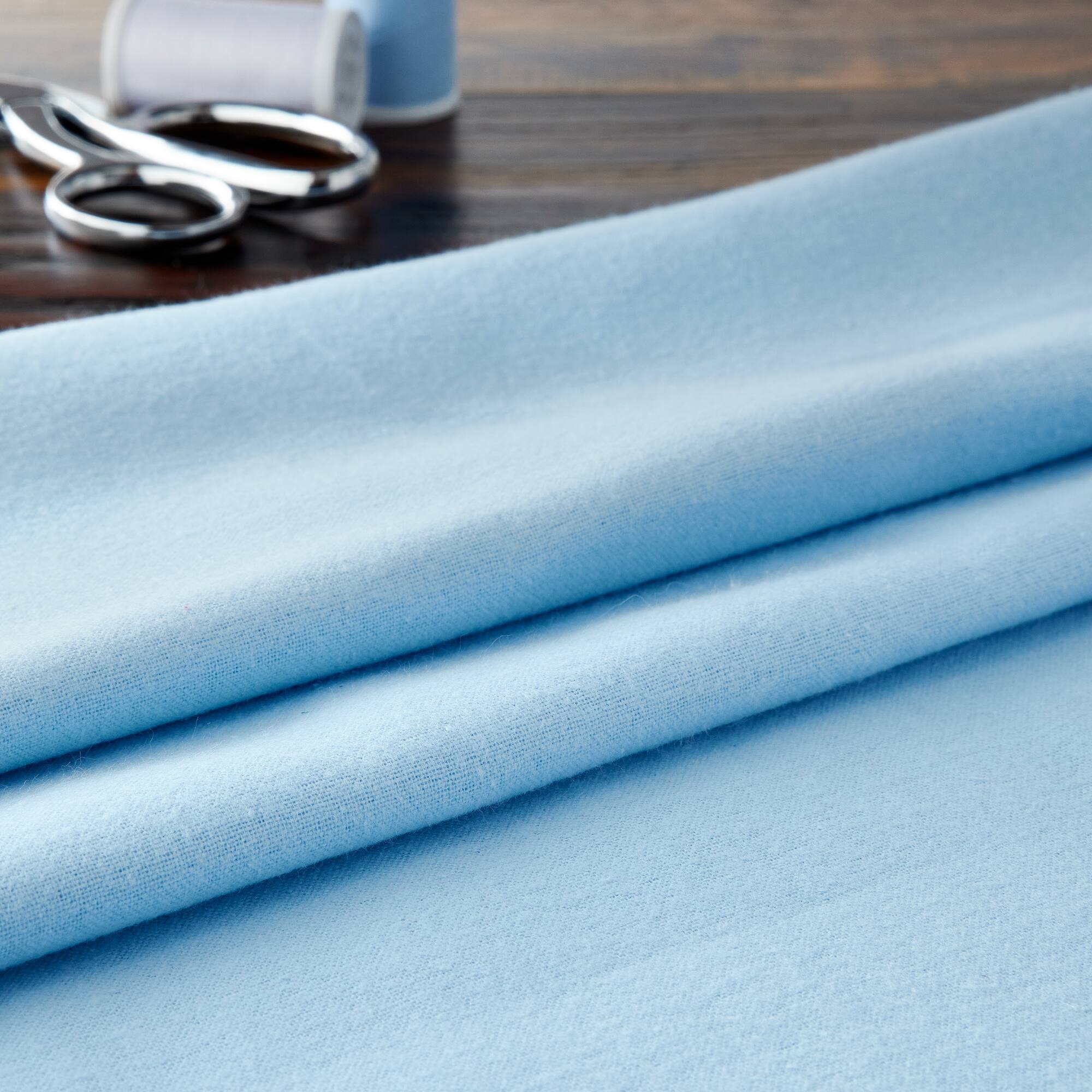 Feldman Medium Blue Cotton Flannel Fabric